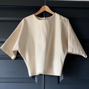 Caron Callahan cropped top. Heavy cotton. Size L.